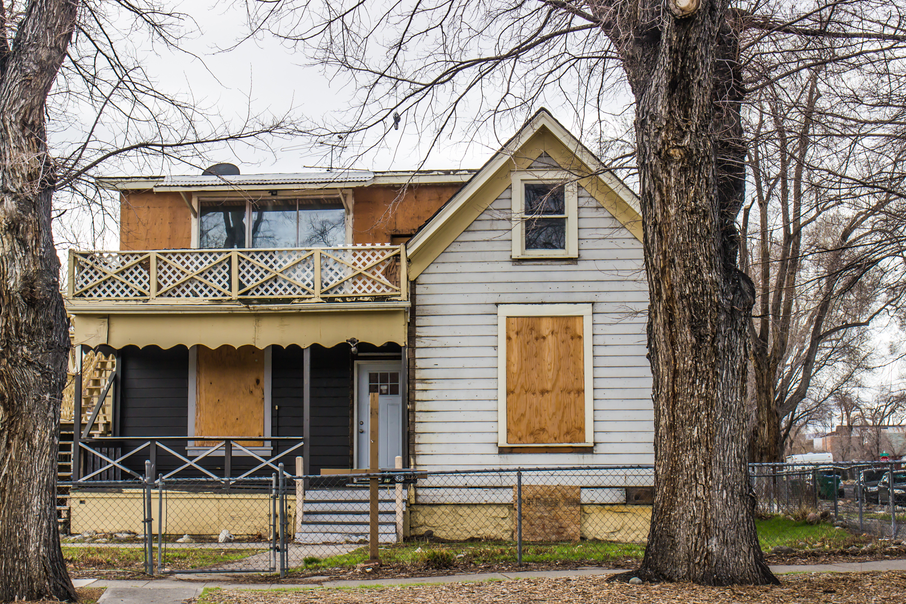 boarded up home